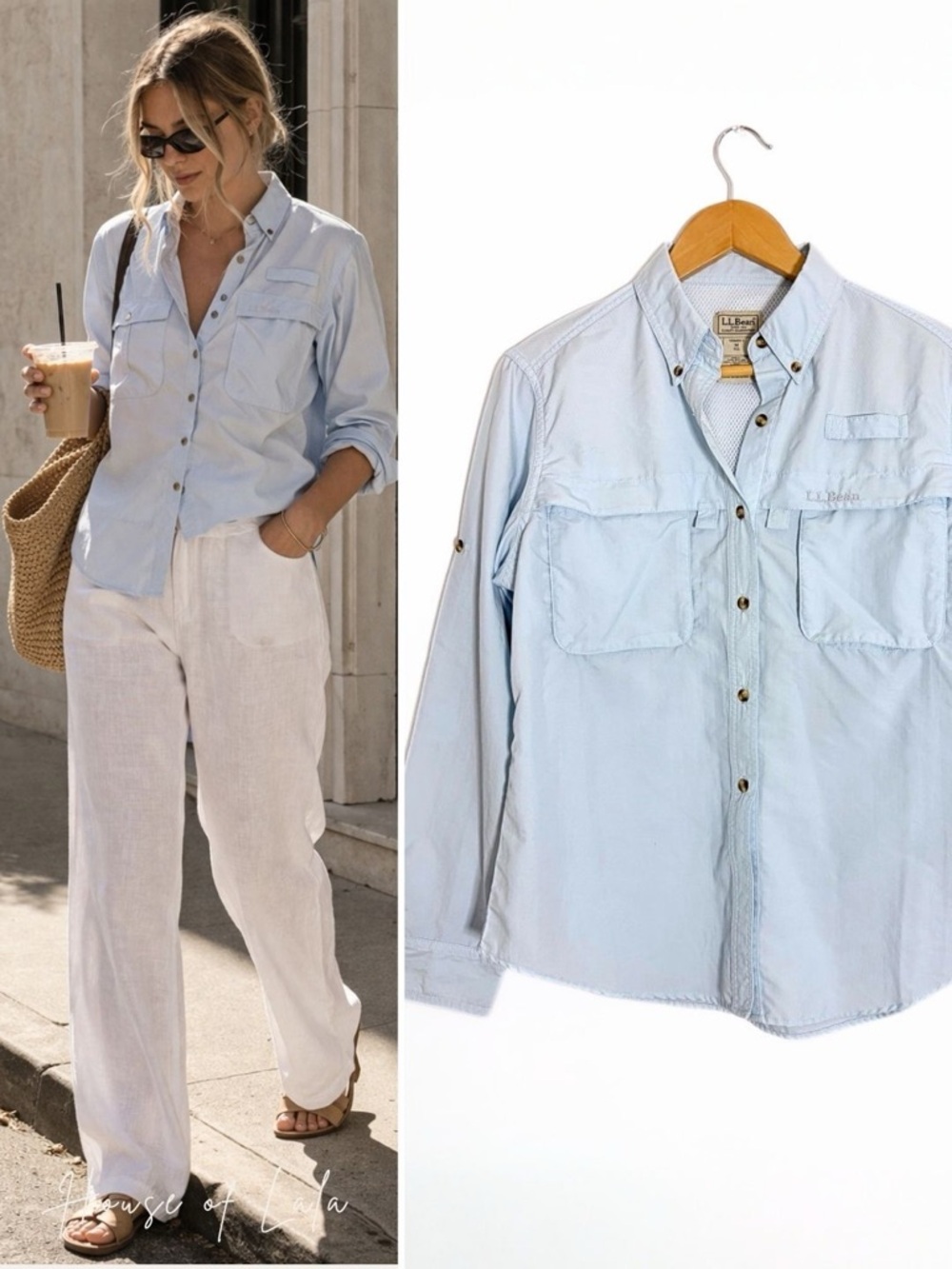 L.L. Bean Light Blue Long-Sleeve Button-Down Shirt